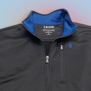 IZOD Mens Black Full Zip Microfiber Jacket